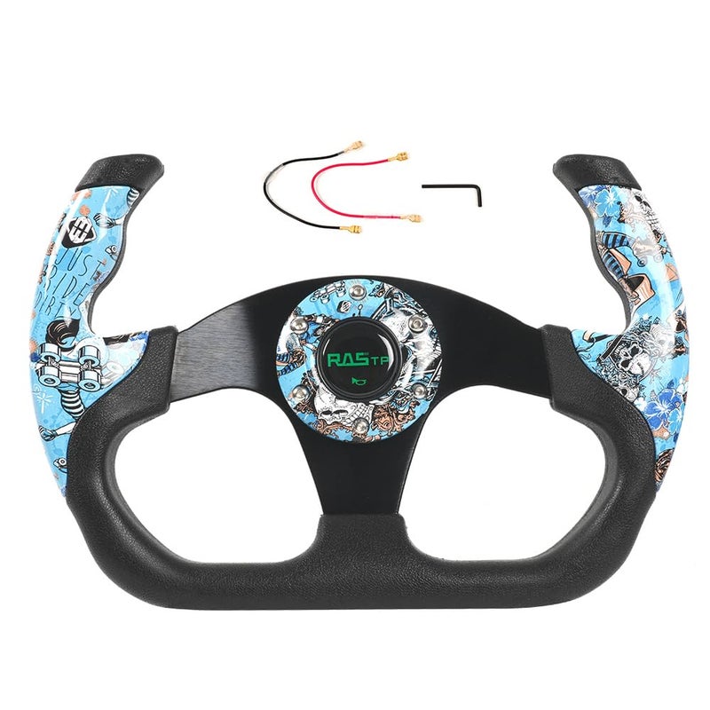 RASTP Universal Racing Steering Wheel, 12.8"/325mm Graffiti Pattern Sim Racing Steering Wheel (Blue) - Image 1